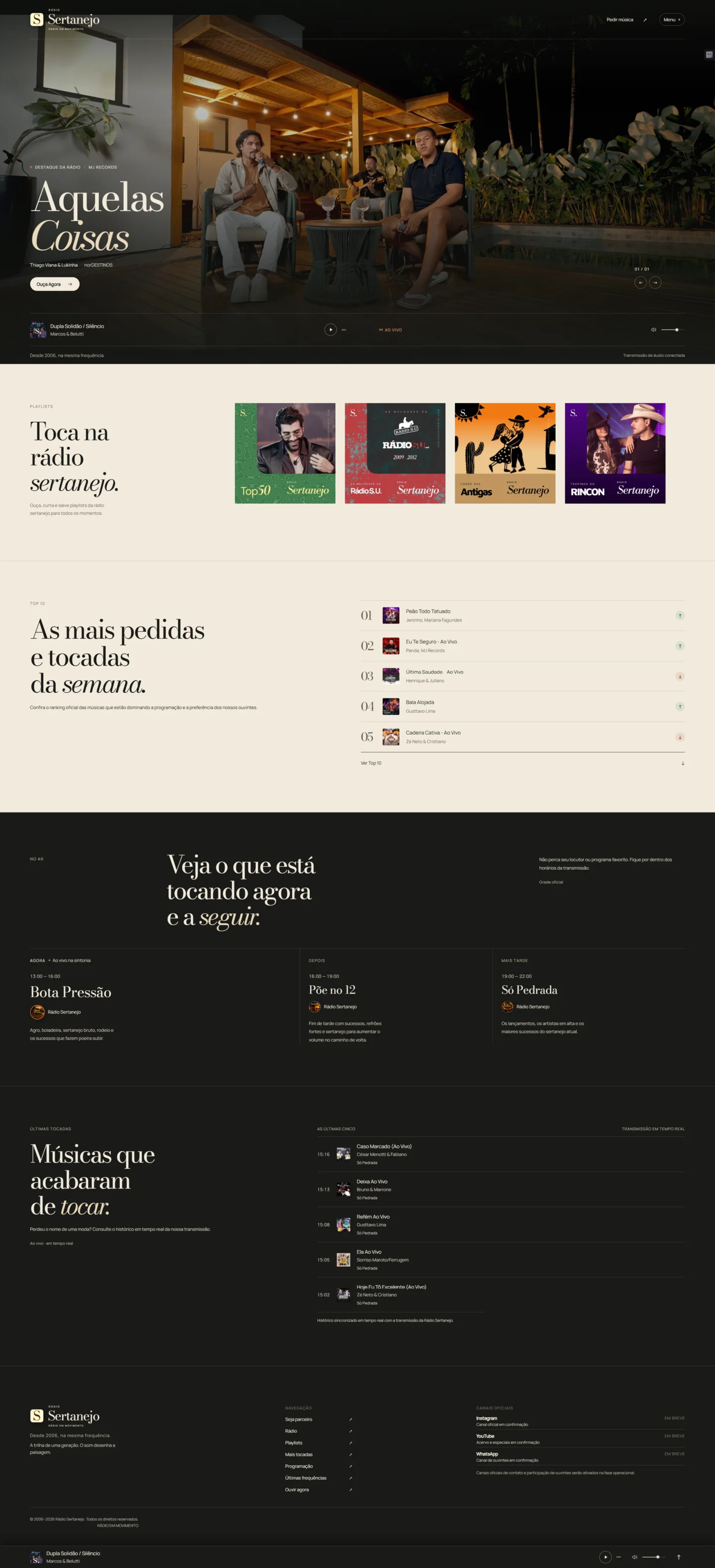 Rádio Sertanejo - Interface Completa